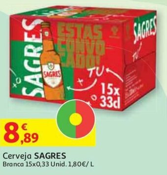 Auchan Cerveja Sagres Branca 15x0,33L promoção