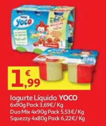 Auchan Iogurte Líquido Yoco 6x90g promoção