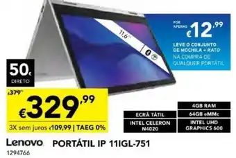 Radio Popular Lenovo Portátil IP 11IGL-751 promoção