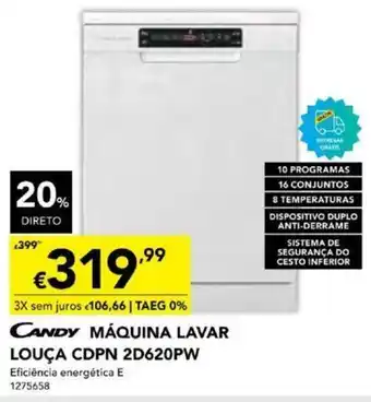 Radio Popular Candy Máquina Lavar Louça CDPN 2D620PW promoção