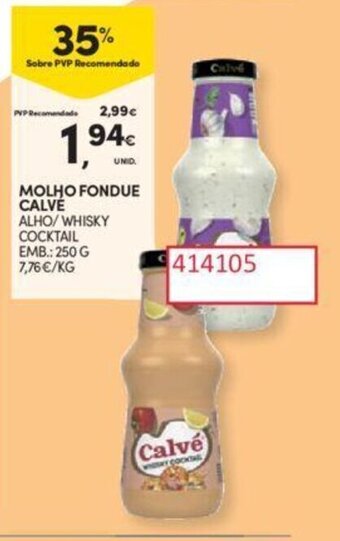 Continente MOLHO FONDUE CALVE ALHO/WHISKY promoção