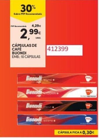 Continente CÁPSULAS DE CAFÉ BUONDI promoção