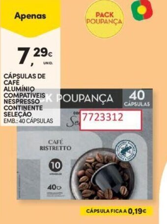 Continente CÁPSULAS DE CAFÉ promoção