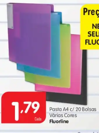 Minipreço Pasta A4 c/20 Bolsas Várias Cores Fluorline promoção