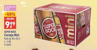 ALDI SUPER BOCK Cerveja Mini Pack de 20 x 25 cl promoção