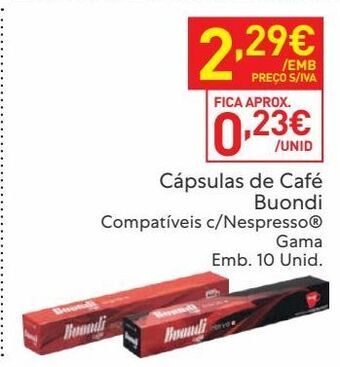 Recheio Cápsulas de café buondi promoção