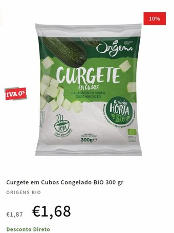 Go Natural Curgete em Cubos Congelado BIO 300 gr ORIGENS BIO promoção