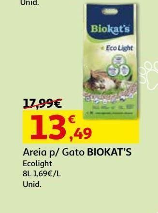 Auchan Areia p/gato biokat's ecolight 8l promoção