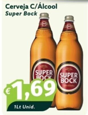 Roque Supermercados Cerveja C/Álcool Super Bock 1Lt Unid. promoção