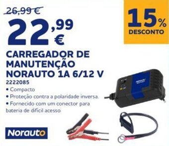 Norauto CARREGADOR DE MANUTENÇÃO NORAUTO 1A 6/12 V promoção