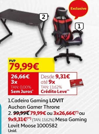 Auchan Cadeira gaming lovit auchan promoção