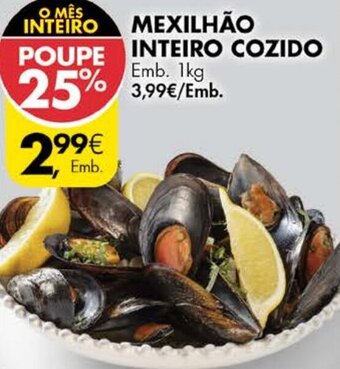 Pingo Doce Mexilhão Inteiro Cozido 1kg promoção