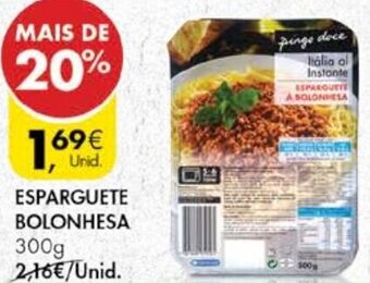 Pingo Doce Esparguete Bolonhesa 300g promoção
