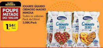 Iogurte Líquido Cremoso Magro Mimosa 4x156ml