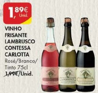 Pingo Doce Vinho Frisante Lambrusco Contessa Carlotta 75cl promoção