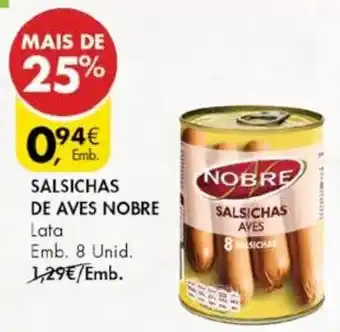 Pingo Doce Salsichas de Aves Nobre Lata 8 Unid promoção