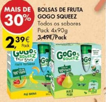 Pingo Doce Bolsas de Fruta Gogo Squeez 4 x 90g promoção