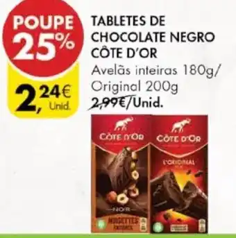 Pingo Doce Tabletes de Chocolates Negros Côte D'Or 180g/200g promoção
