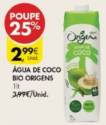 Pingo Doce Água de Coco Bio Origens 1lt promoção