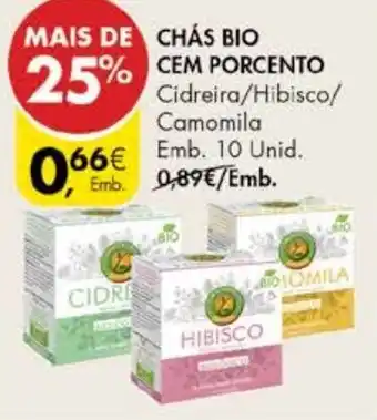 Pingo Doce Chás Bio cem Porcento 10 Unid promoção