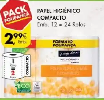 Pingo Doce Papel Higiénico Compacto 12=24 Rolos promoção