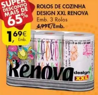 Pingo Doce Rolos de Cozinha Design XXL Renova 3 Rolos promoção