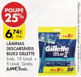 Pingo Doce Lâminas Descratáveis Blue2 Gillette 15 Unid promoção