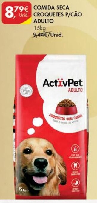 Pingo Doce Comida Seca Croquetes P/Cão Adulto Activpet 15kg promoção