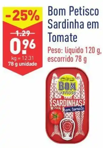 ALDI Bom Petisco Sardinha em Tomate Líquido 120g/ Escorrido 78g promoção
