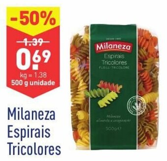 ALDI Milaneza Espirais Tricolores 500g promoção