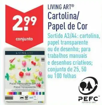 ALDI Living Art Cortina/Papel de Cor 100 Folhas promoção