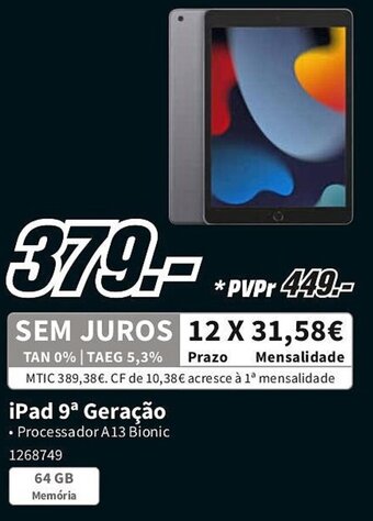 MediaMarkt iPad 9 Geração promoção