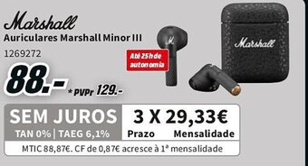 MediaMarkt Marshall Auriculares Marshall Minor III 1269272 promoção