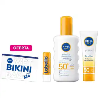 Continente Conjunto proteção solar rotina pele sensível + oferta bikini bag promoção