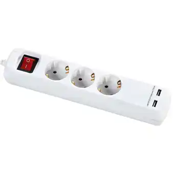 Bloco 3 tomadas e 2 entradas usb com interruptor 2m branco