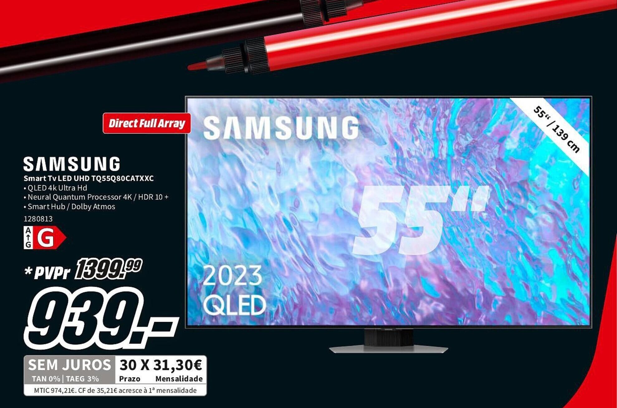 Promoção SAMSUNG Smart TV LED UHD TQ55Q80CATXXC em MediaMarkt