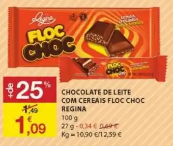 E.Leclerc Chocolate de Leite com Cereais FLoc Choc Regina 100g promoção