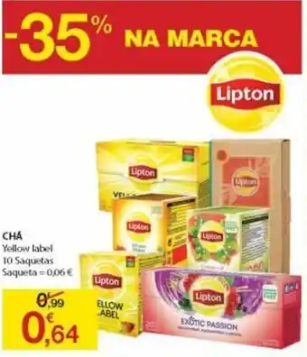 E.Leclerc Chá Bio Yellow Label Lipton 10 Saquetas promoção