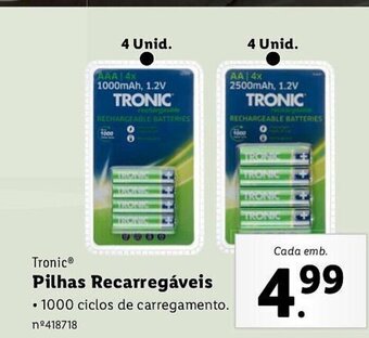 Lidl Tronic Pilhas Recarregáveis promoção