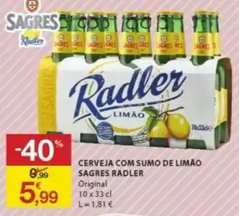 Cerveja com SUmo de Limáo Sagres Radler 10 x 33cl