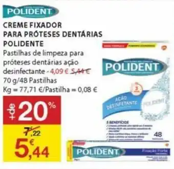 Creme Fixador para Próteses Dentárias Polidente 70g/48 Pastilhas