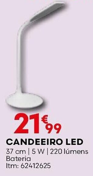 Bricomarché CANDEEIRO LED 37 cm | 5 W | 220 lúmens Bateria promoção