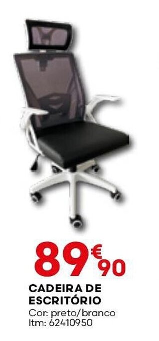 CADEIRA DE ESCRITÓRIO Cor: preto/branco Itm: 62410950