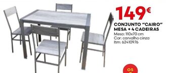 Bricomarché CONJUNTO "CAIRO" MESA + 4 CADEIRAS Mesa: 110x70 cm promoção