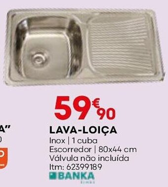 LAVA-LOIÇA Inox | 1 cuba Escorredor | 80x44 cm