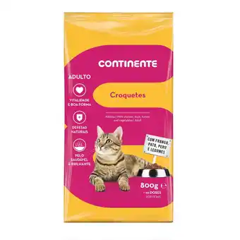 Continente Ração para gato adulto croquetes frango, pato, peru e legumes promoção