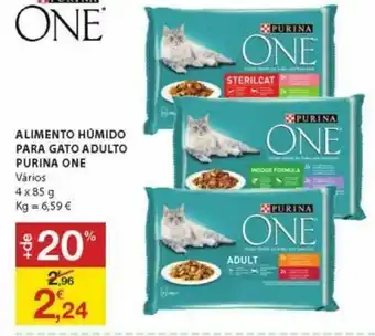 E.Leclerc Alimento Húmido para Gato Adulto Purina One 4 x 85g promoção