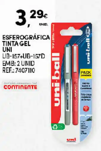 Continente Esferográfica Tinta Gel Uni 2 Unid promoção