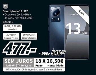 MediaMarkt Xiaomi Smartphone 13 LITE promoção