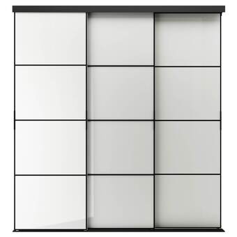 IKEA Skytta / hokksund combinação porta deslizante, preto/cinzento claro brilhante, 226x240 cm promoção
